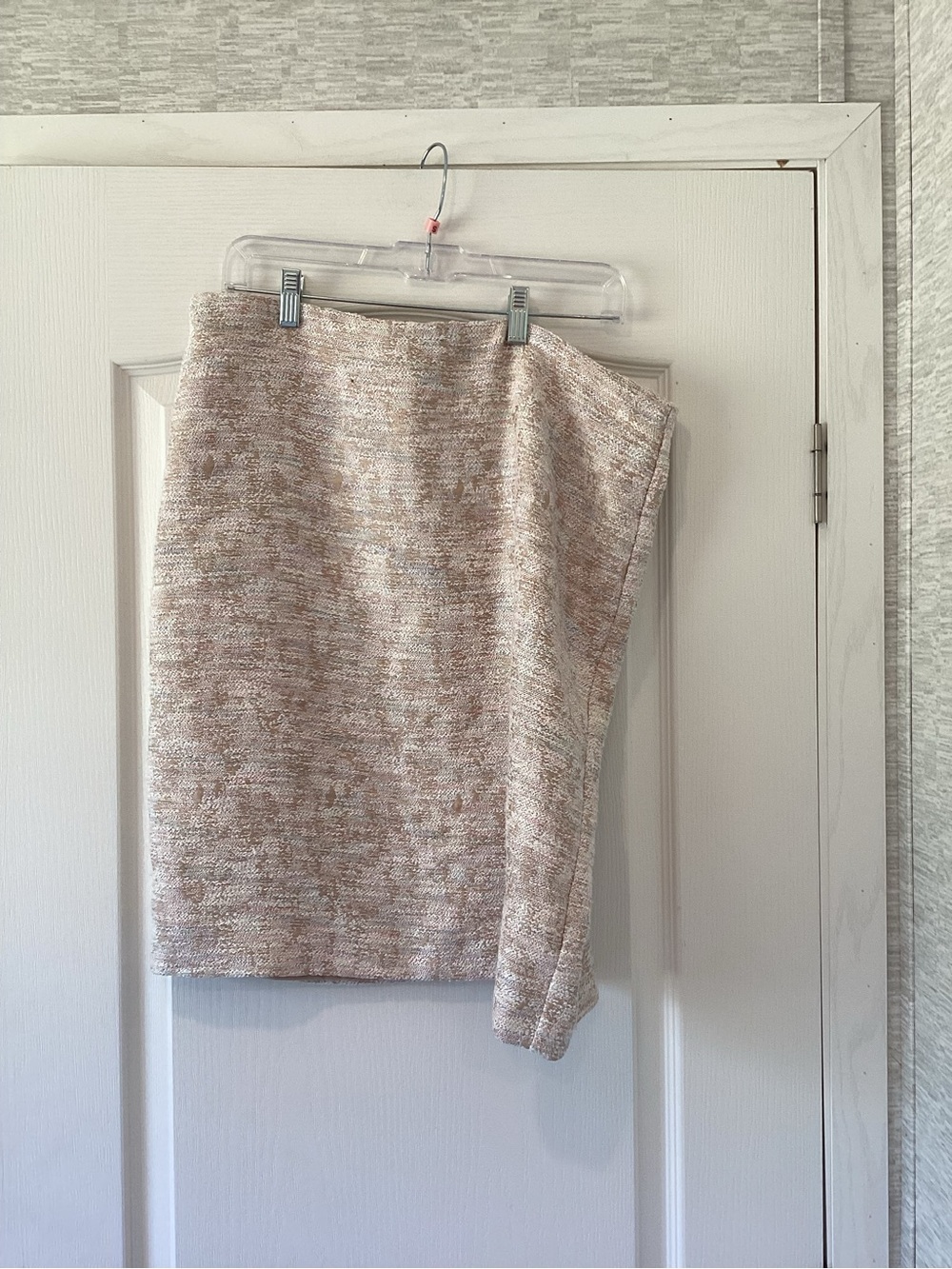 Ann Taylor Factory Cream and Beige Tweed Midi Skirt 14 EUC